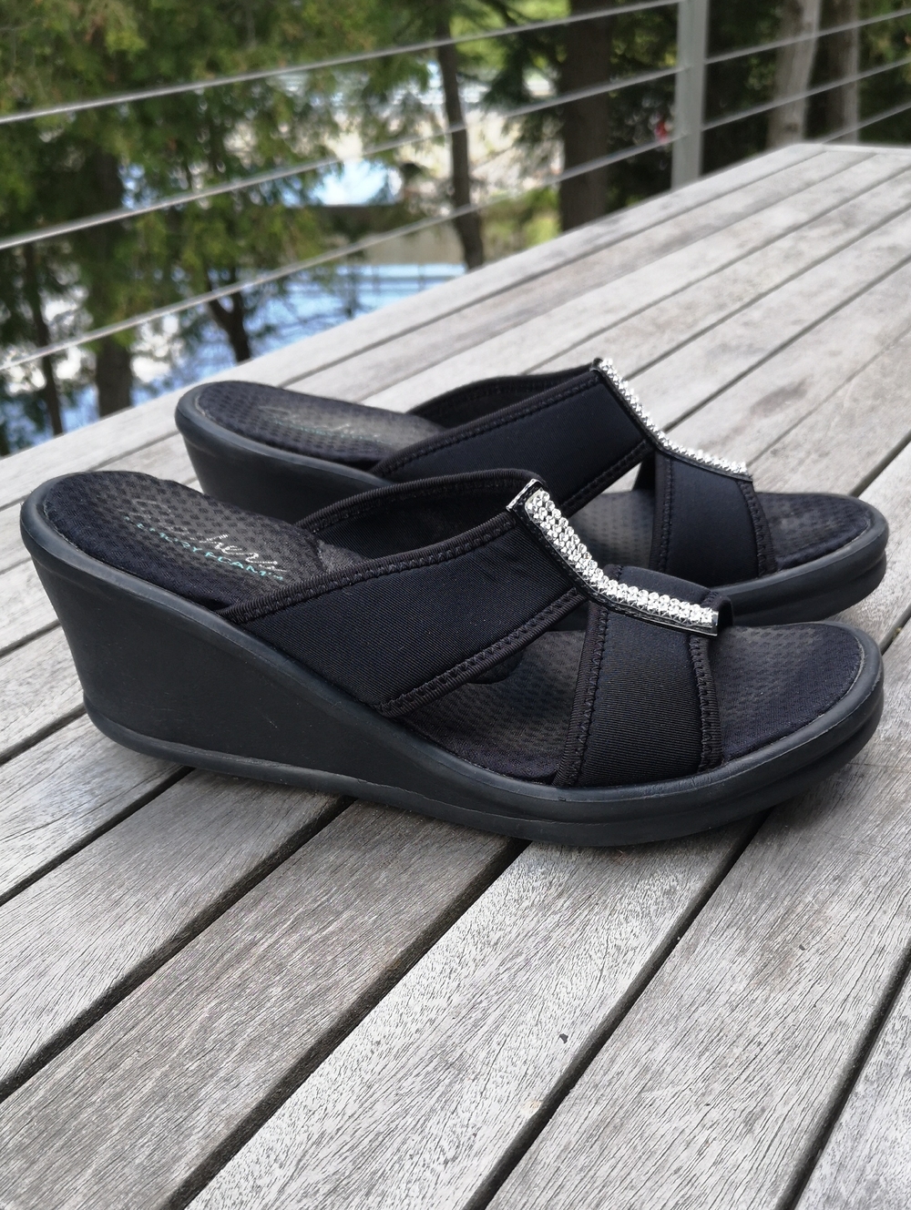 Skechers slip-on wedge-heeled sandals
